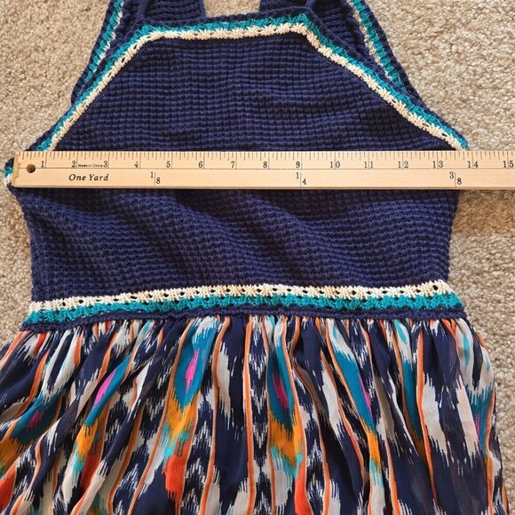 Xhilaration Blue Knit Top Aztec Multi Color Bottom Sleeveless Maxi Dress Size S - Picture 8 of 13